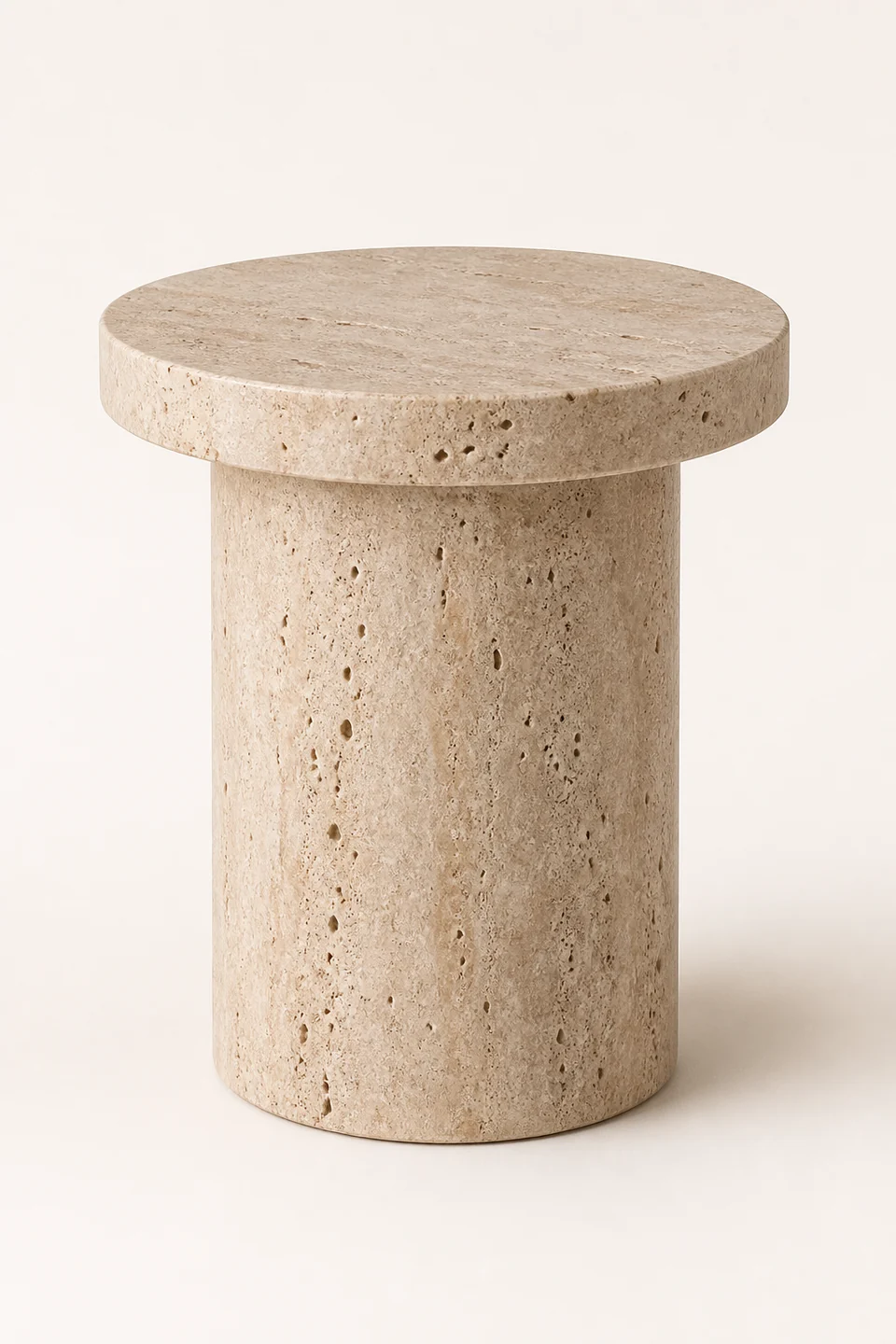 Glacier Travertine Side Table in Natural Stone