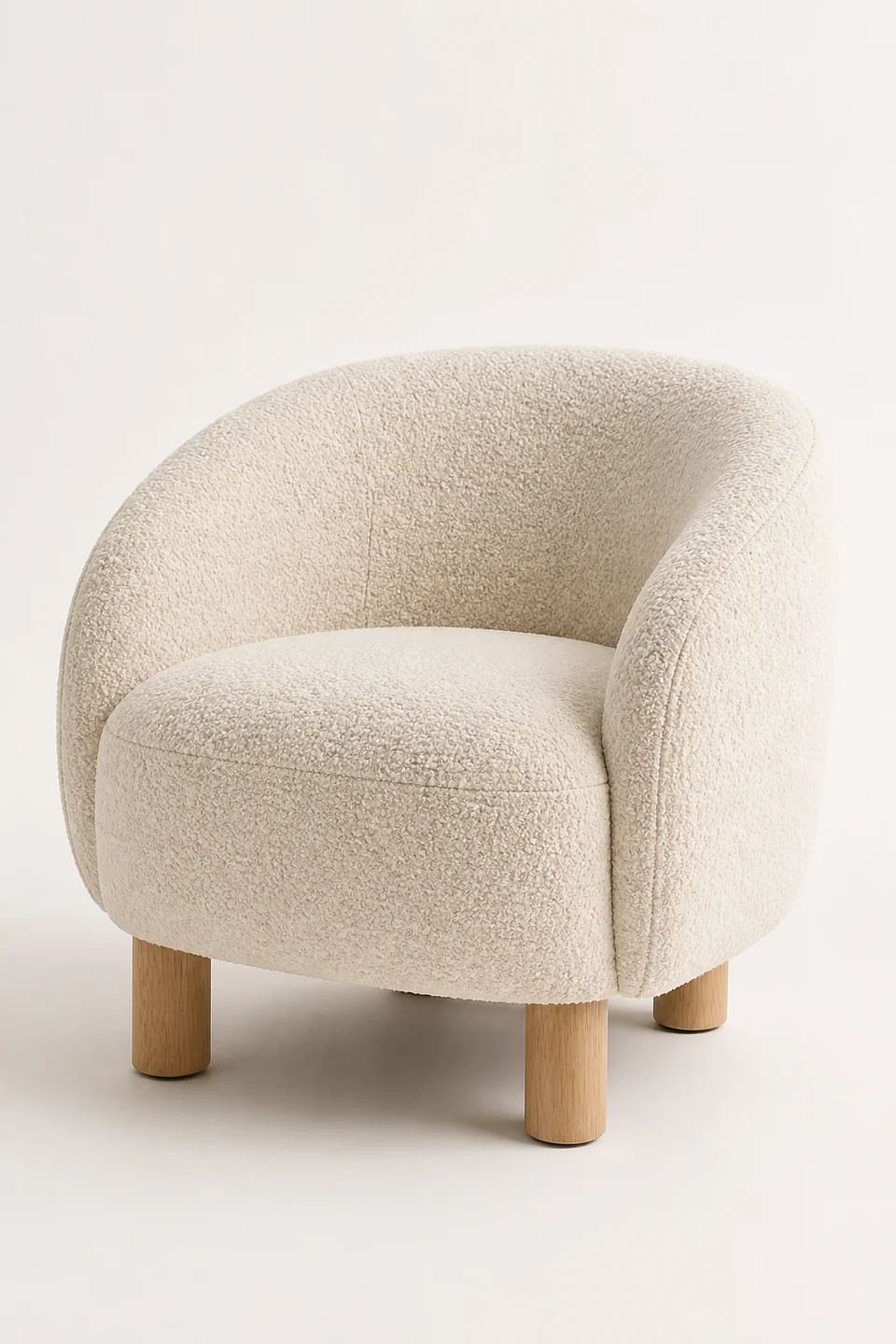 Knik Bouclé Lounge Chair in Ivory