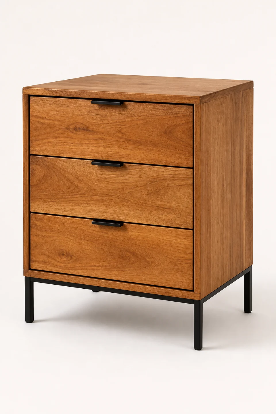 Pioneer Three-Drawer Nightstand in Honey / Black