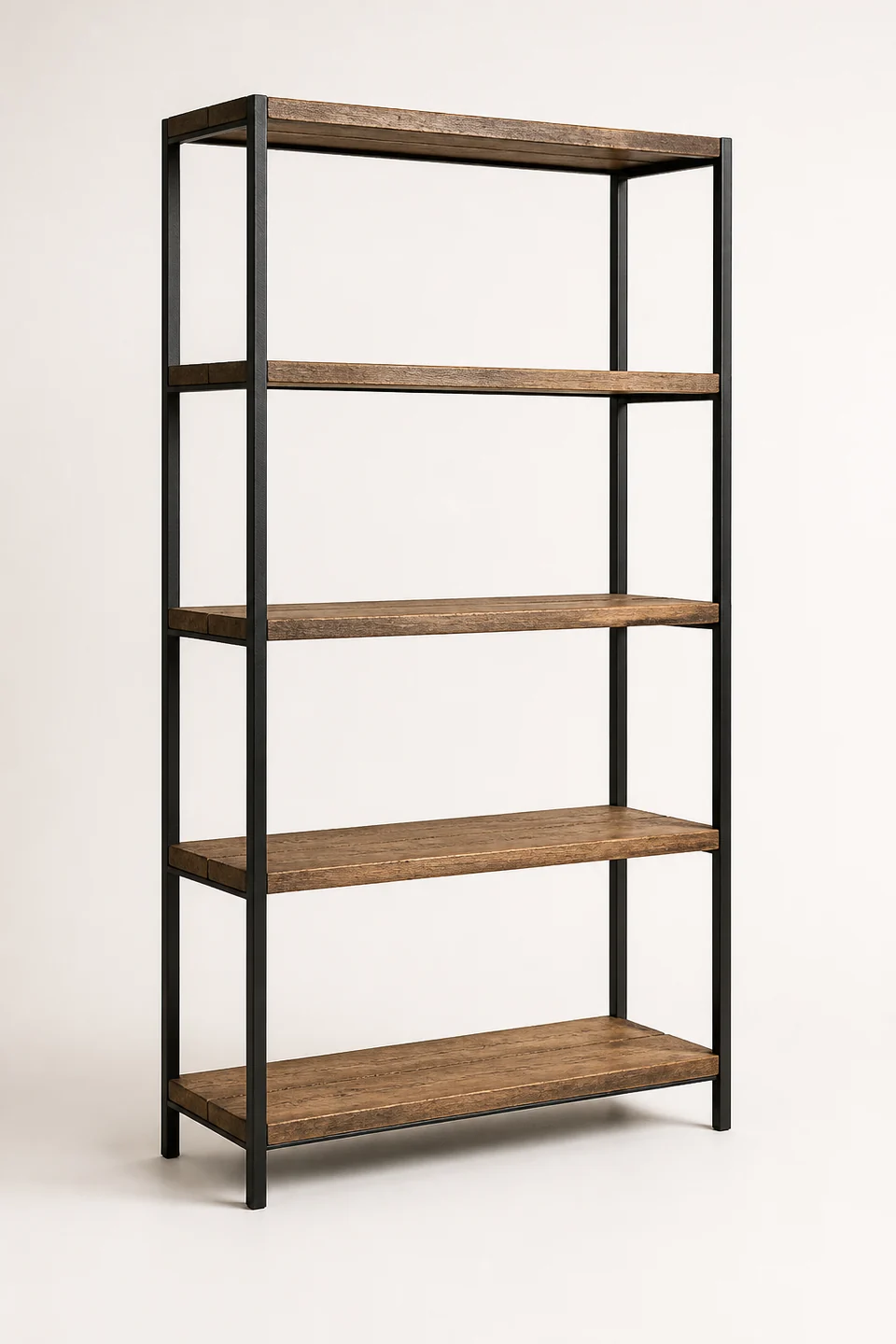 Raven Open Shelving Unit in Black / Rustic Pine