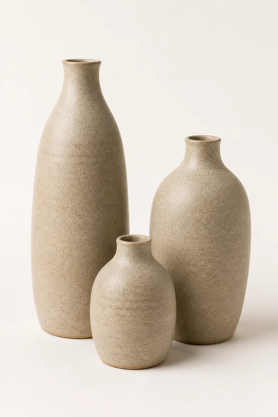 Riverstone Ceramic Vase Trio in Sandstone